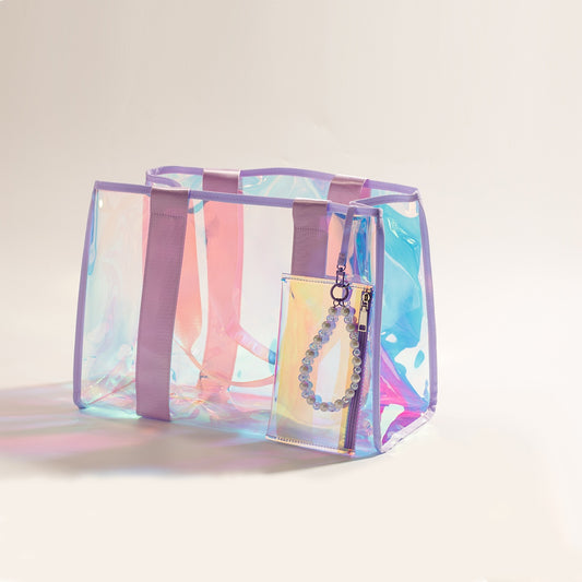 Shimmer in Style: The Holographic Tote You’ll Want to Carry Everywhere. Holographic Tote Bag with Matching Pouch