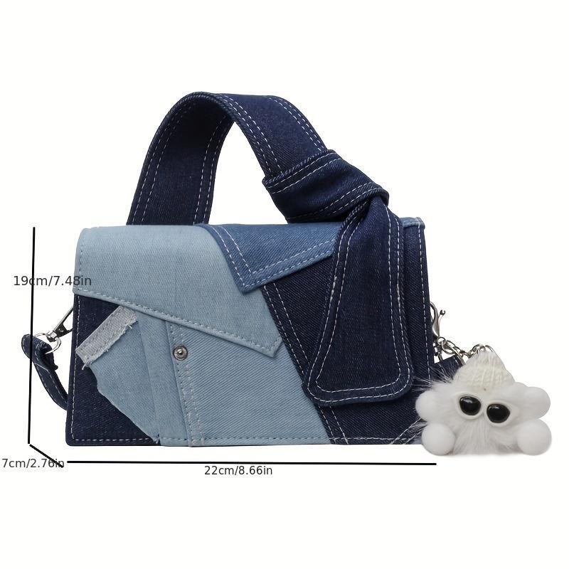 Women's Stylish Denim Patchwork Handbag andCrossbody Evening Chain Shoulder Bag